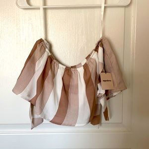 Super down crop top with tie sleeves